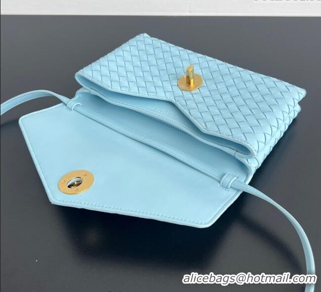 Best Product Bottega Veneta Knot Lock Cross-body Bag in Intrecciato Leather 817191 Sky Blue 2025