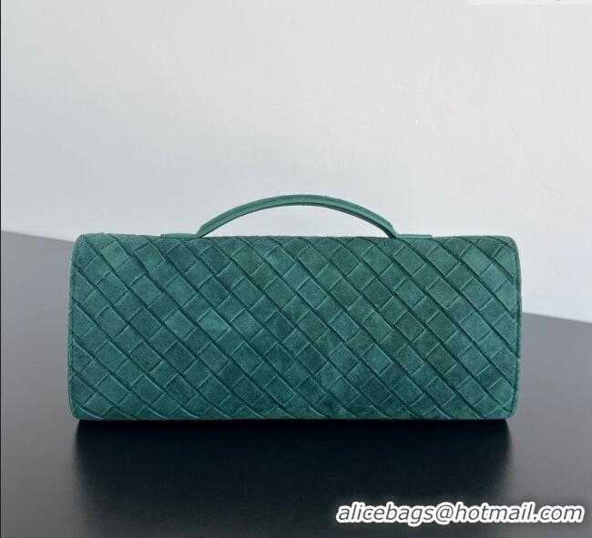 Top Quality Bottega Veneta Long Clutch Bag Andiamo in Intrecciato Suede 741511 Emerald Green 2025