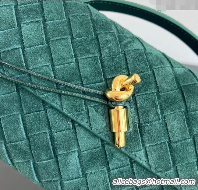 Top Quality Bottega Veneta Long Clutch Bag Andiamo in Intrecciato Suede 741511 Emerald Green 2025