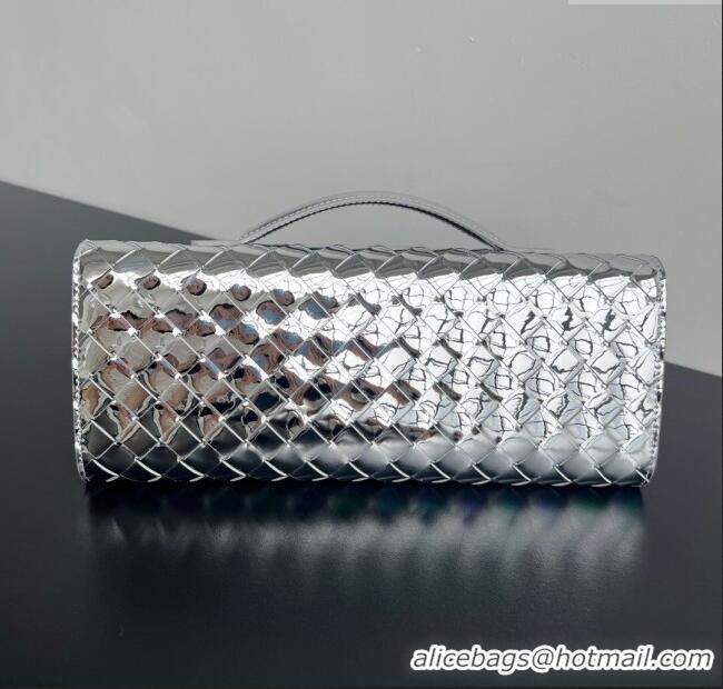 Buy Discount Bottega Veneta Long Clutch Bag Andiamo in Glazed Leather 741511 Silver/Gold 2025