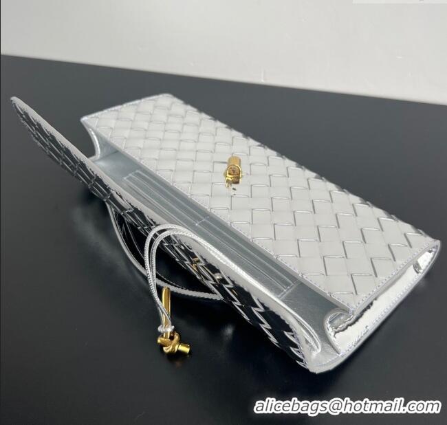 Buy Discount Bottega Veneta Long Clutch Bag Andiamo in Glazed Leather 741511 Silver/Gold 2025