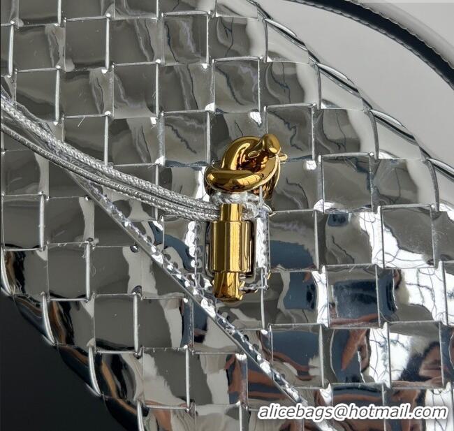 Buy Discount Bottega Veneta Long Clutch Bag Andiamo in Glazed Leather 741511 Silver/Gold 2025