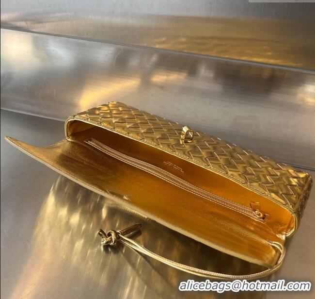 Best Product Bottega Veneta Long Clutch Bag Andiamo in Glazed Leather 741511 Gold 2025