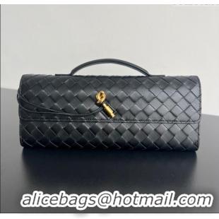 Buy Fashionable Bottega Veneta Long Clutch Bag Andiamo in Intrecciato Leather 741511 Black 2025