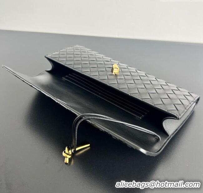 Buy Fashionable Bottega Veneta Long Clutch Bag Andiamo in Intrecciato Leather 741511 Black 2025