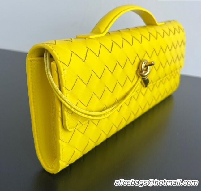 Well Crafted Bottega Veneta Long Clutch Bag Andiamo in Intrecciato Leather 741511 Yellow 2025