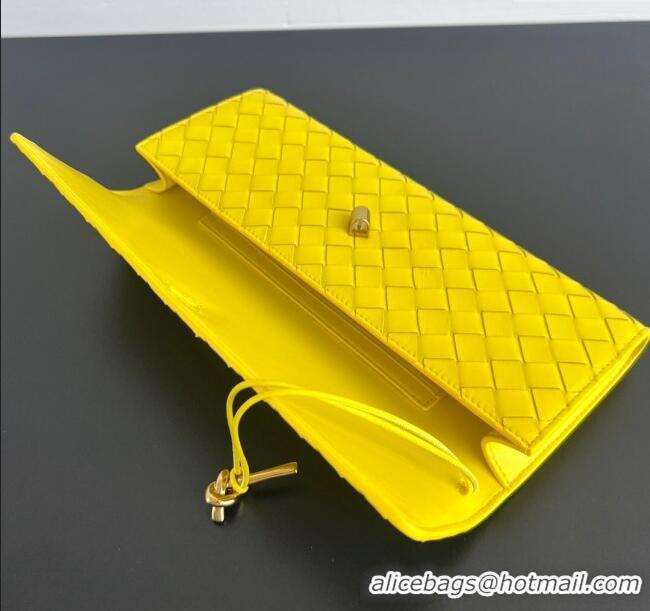 Well Crafted Bottega Veneta Long Clutch Bag Andiamo in Intrecciato Leather 741511 Yellow 2025