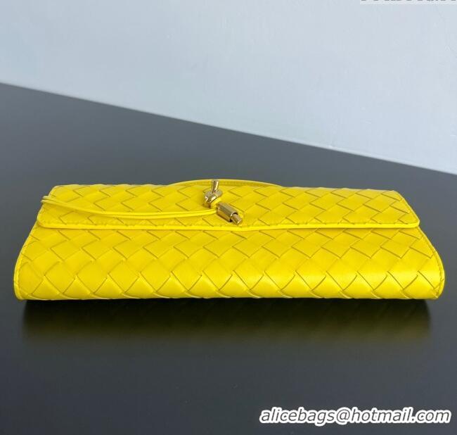 Well Crafted Bottega Veneta Long Clutch Bag Andiamo in Intrecciato Leather 741511 Yellow 2025