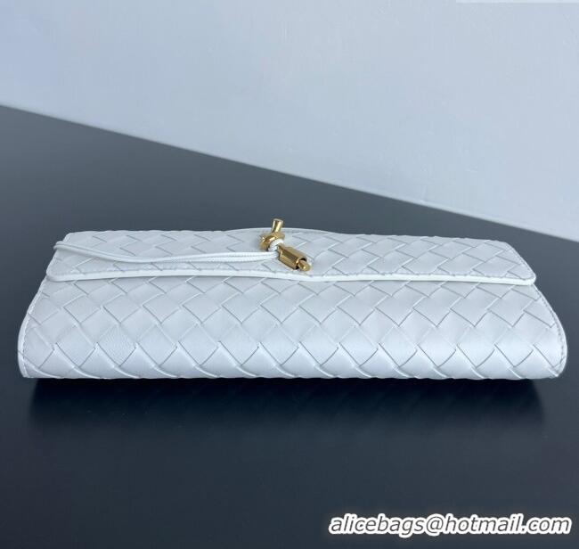 Best Price Bottega Veneta Long Clutch Bag Andiamo in Intrecciato Leather 741511 Sea Salt 2025