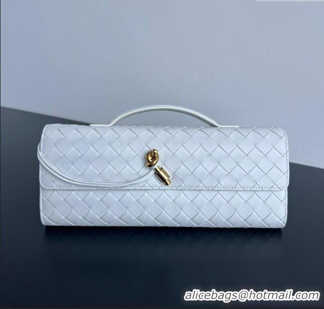 Best Price Bottega Veneta Long Clutch Bag Andiamo in Intrecciato Leather 741511 Sea Salt 2025