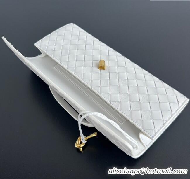 Best Price Bottega Veneta Long Clutch Bag Andiamo in Intrecciato Leather 741511 Sea Salt 2025