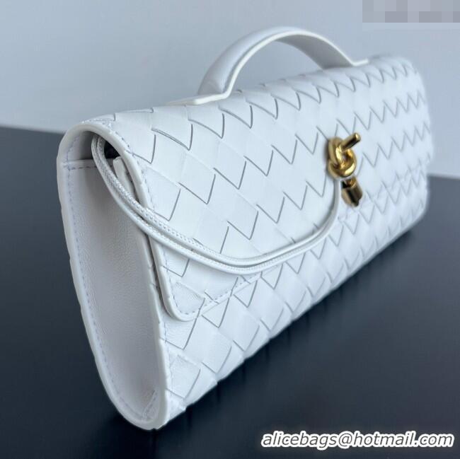 Best Price Bottega Veneta Long Clutch Bag Andiamo in Intrecciato Leather 741511 Sea Salt 2025