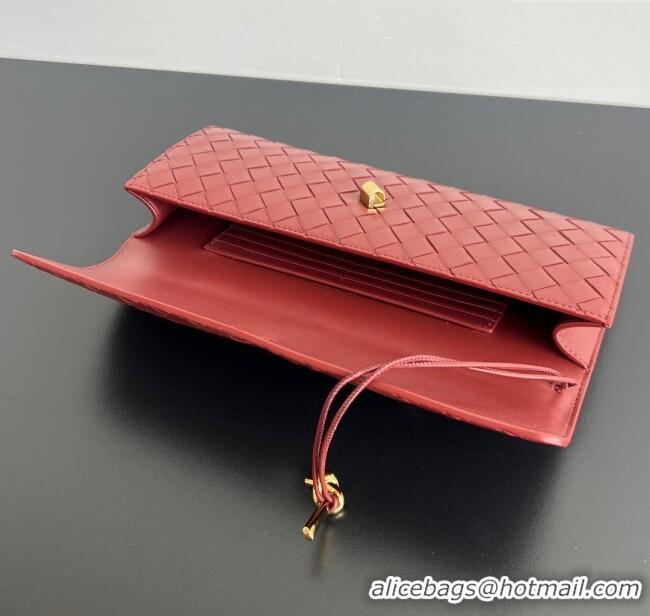 Promotional Bottega Veneta Long Clutch Bag Andiamo in Intrecciato Leather 741511 Barolo Red 2025