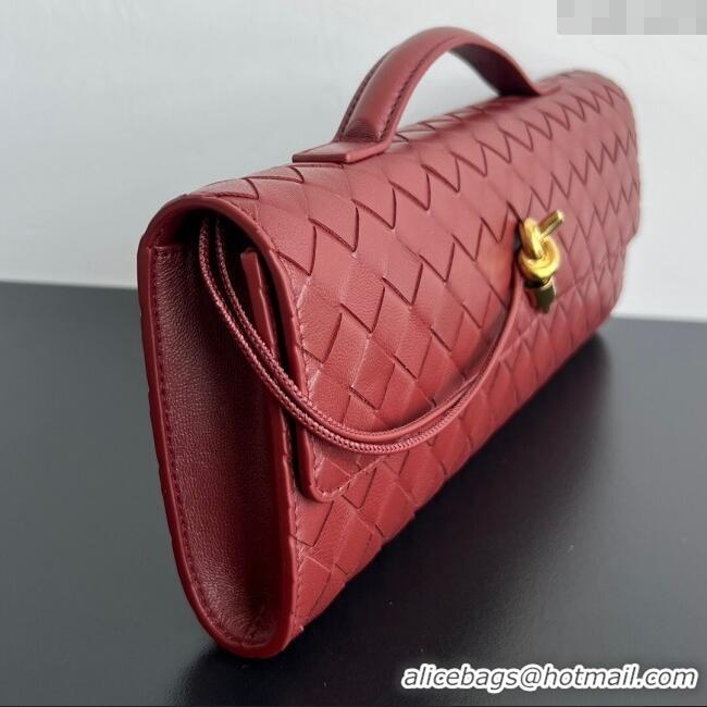 Promotional Bottega Veneta Long Clutch Bag Andiamo in Intrecciato Leather 741511 Barolo Red 2025