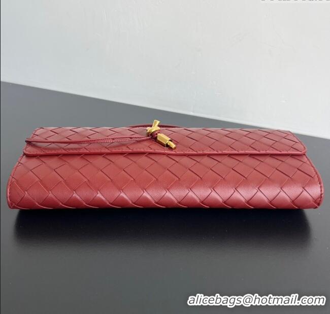 Promotional Bottega Veneta Long Clutch Bag Andiamo in Intrecciato Leather 741511 Barolo Red 2025