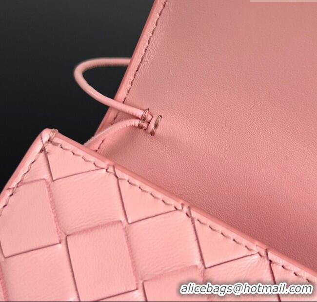 Luxury Cheap Bottega Veneta Long Clutch Bag Andiamo in Intrecciato Leather 741511 Rose Pink 2025