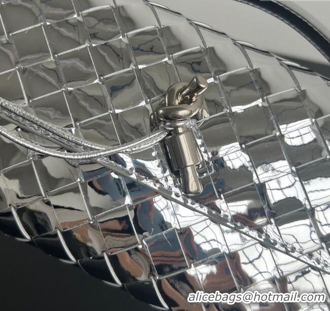 Original Cheap Bottega Veneta Long Clutch Bag Andiamo in Glazed Leather 741511 Silver 2025