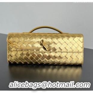 Buy Discount Bottega Veneta Long Clutch Bag Andiamo in Intrecciato Leather 741511 Gold 2025