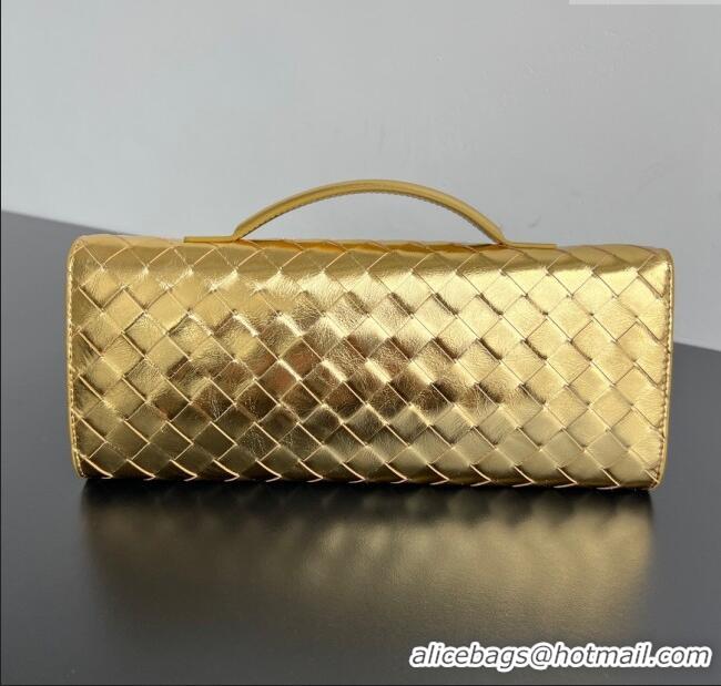 Buy Discount Bottega Veneta Long Clutch Bag Andiamo in Intrecciato Leather 741511 Gold 2025