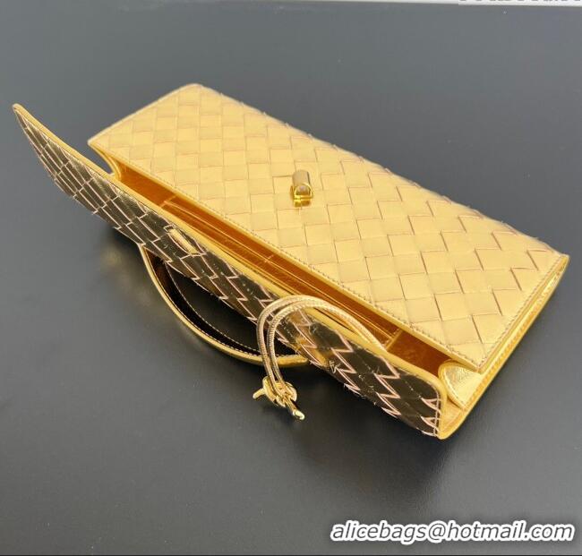 Buy Discount Bottega Veneta Long Clutch Bag Andiamo in Intrecciato Leather 741511 Gold 2025