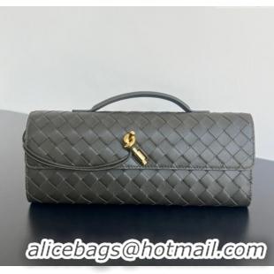 Luxury Cheap Bottega Veneta Long Clutch Bag Andiamo in Intrecciato Leather 741511 Dark Khaki 2025
