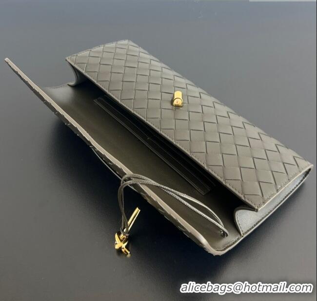 Luxury Cheap Bottega Veneta Long Clutch Bag Andiamo in Intrecciato Leather 741511 Dark Khaki 2025