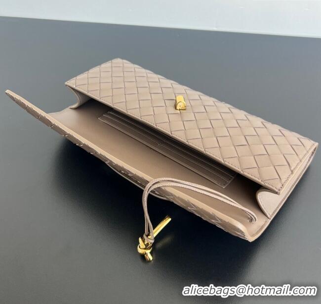 Trendy Design Bottega Veneta Long Clutch Bag Andiamo in Intrecciato Leather 741511 Pinenut Brown 2025