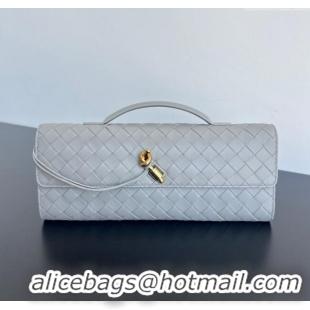Super Quality Bottega Veneta Long Clutch Bag Andiamo in Intrecciato Leather 741511 Silver Grey 2025