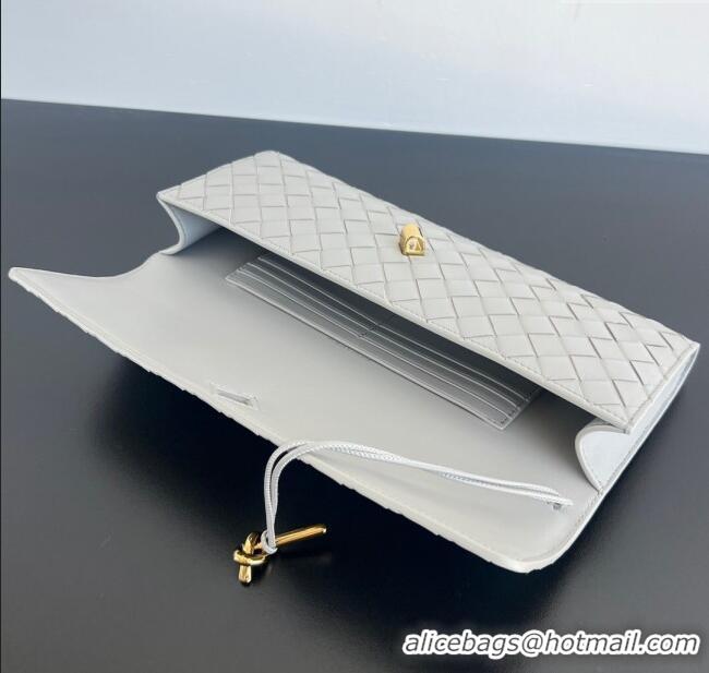 Super Quality Bottega Veneta Long Clutch Bag Andiamo in Intrecciato Leather 741511 Silver Grey 2025