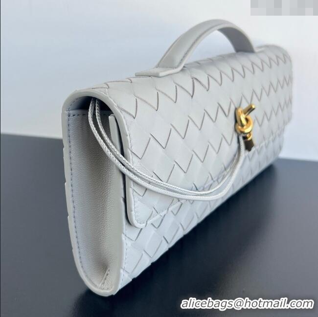Super Quality Bottega Veneta Long Clutch Bag Andiamo in Intrecciato Leather 741511 Silver Grey 2025