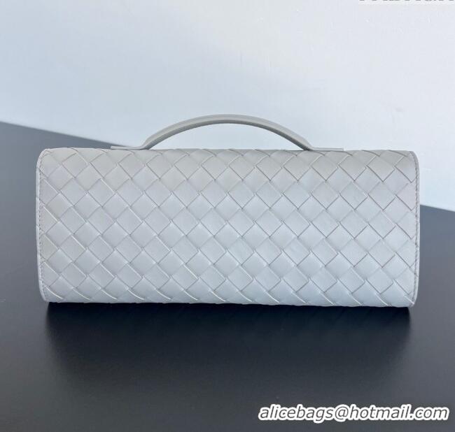 Super Quality Bottega Veneta Long Clutch Bag Andiamo in Intrecciato Leather 741511 Silver Grey 2025
