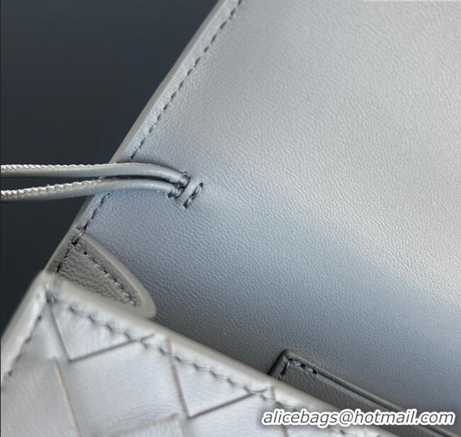 Super Quality Bottega Veneta Long Clutch Bag Andiamo in Intrecciato Leather 741511 Silver Grey 2025