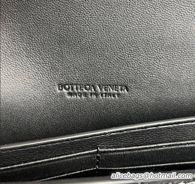 Luxury Discount Bottega Veneta Long Clutch Bag Andiamo in Crocodile Embossed Leather 741511 Black 2025