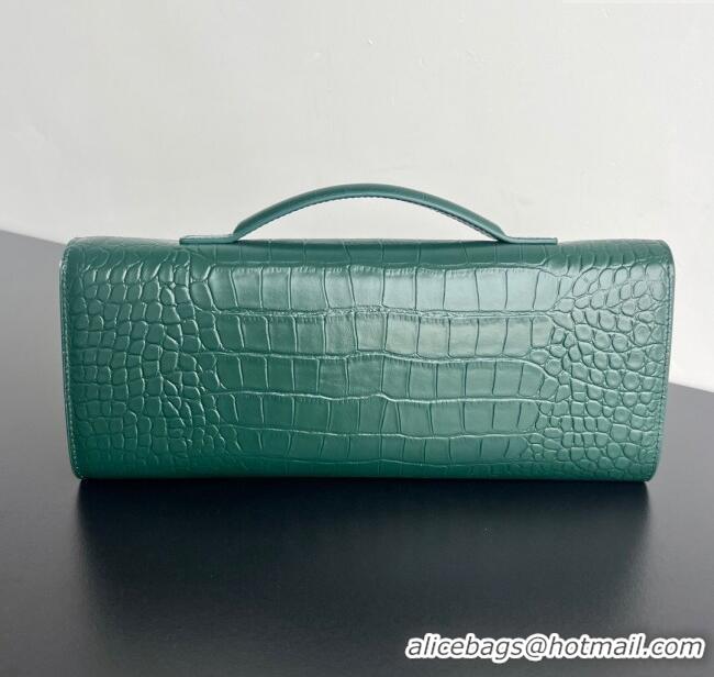 Discount Bottega Veneta Long Clutch Bag Andiamo in Crocodile Embossed Leather 741511 Emerald Green 2025
