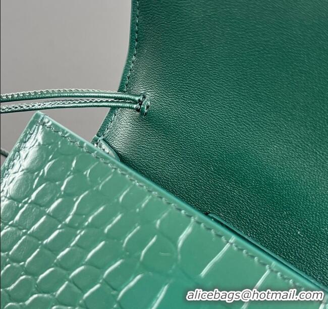 Discount Bottega Veneta Long Clutch Bag Andiamo in Crocodile Embossed Leather 741511 Emerald Green 2025