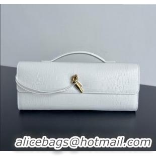 Best Quality Bottega Veneta Long Clutch Bag Andiamo in Crocodile Embossed Leather 741511 White 2025