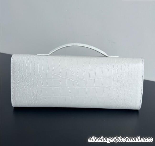 Best Quality Bottega Veneta Long Clutch Bag Andiamo in Crocodile Embossed Leather 741511 White 2025