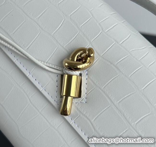 Best Quality Bottega Veneta Long Clutch Bag Andiamo in Crocodile Embossed Leather 741511 White 2025