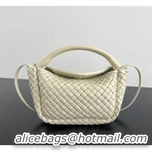 Shop Promotional Bottega Veneta Small Cobble Top Handle bag in Intreccio Leather 805739 Sea Sault 2025
