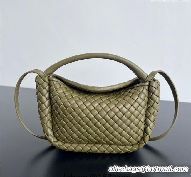 Super Quality Bottega Veneta Small Cobble Top Handle bag in Intreccio Leather 805739 Seaweed Green 2025