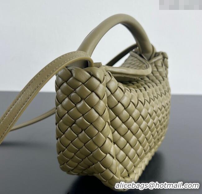 Super Quality Bottega Veneta Small Cobble Top Handle bag in Intreccio Leather 805739 Seaweed Green 2025