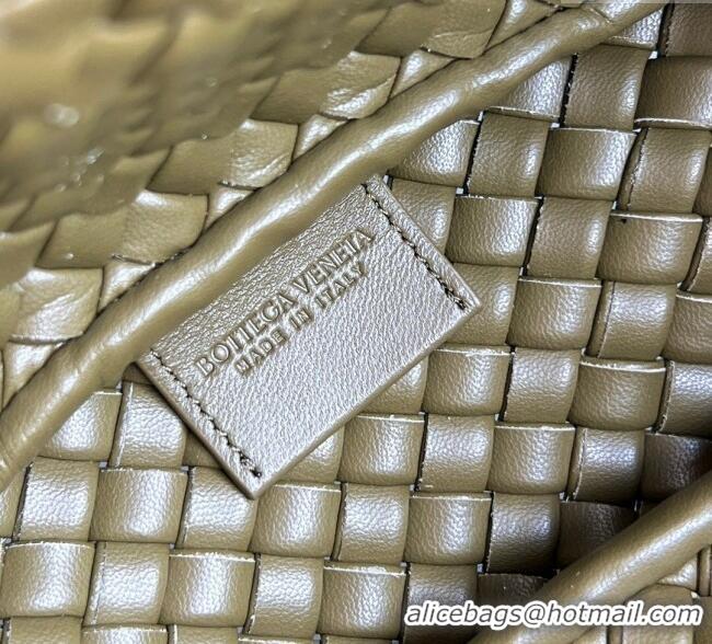 Super Quality Bottega Veneta Small Cobble Top Handle bag in Intreccio Leather 805739 Seaweed Green 2025