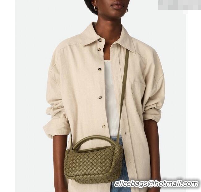 Super Quality Bottega Veneta Small Cobble Top Handle bag in Intreccio Leather 805739 Seaweed Green 2025