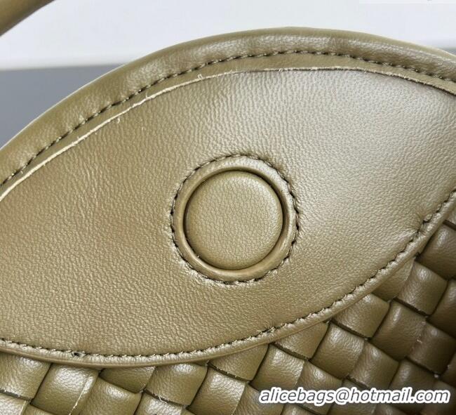 Super Quality Bottega Veneta Small Cobble Top Handle bag in Intreccio Leather 805739 Seaweed Green 2025