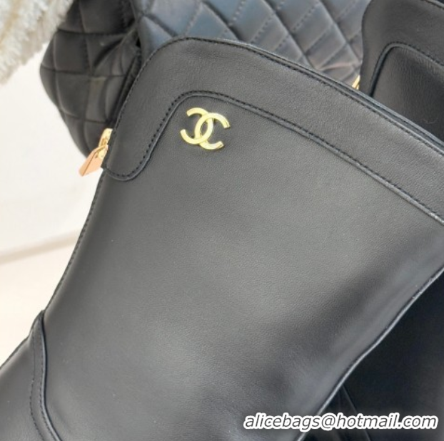 Unique Style Chanel Calfskin Leather Platform Ankle Boots Black 2025 CH11030319 1103133