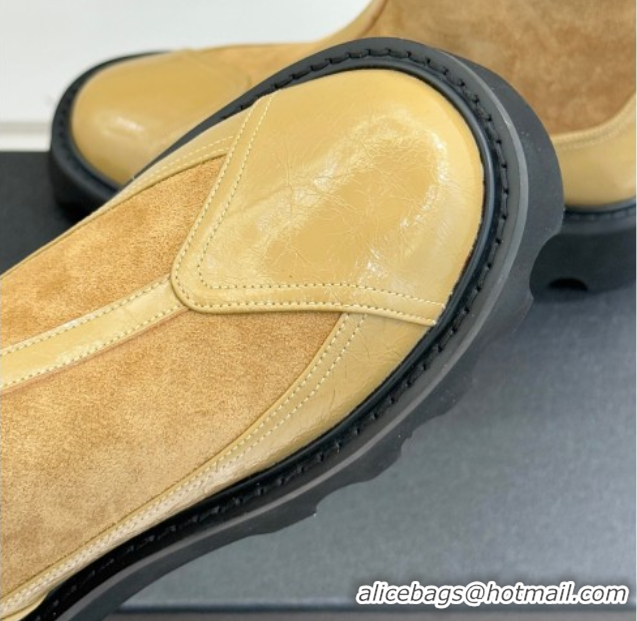 Classic Hot Chanel Suede and Patent Leather Platform Ankle Boots Beige 2025 CH11030319 1103134