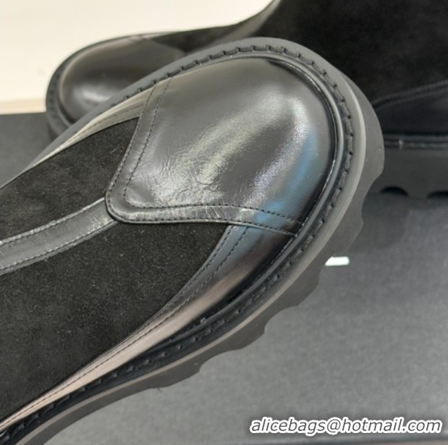 Best Product Chanel Suede and Patent Leather Platform Ankle Boots Black 2025 CH11030319 1103135