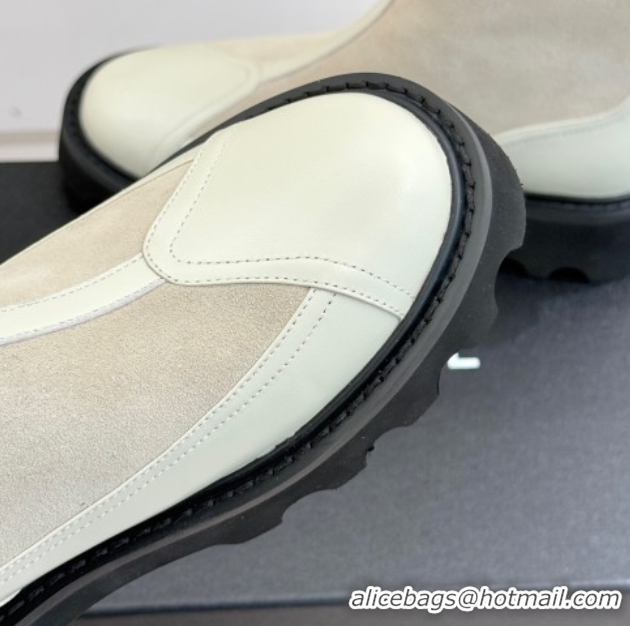 Fashion Chanel Suede and Patent Leather Platform Ankle Boots Grey 2025 CH11030319 1103137