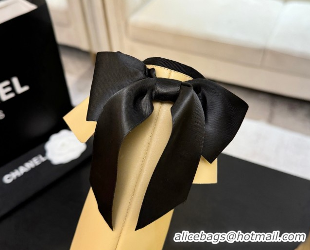 Sophisticated Chanel Stretch Lambskin & Patent Leather Heel High Boots 8cm with Bow Beige 2025 G46831 1103146