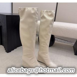 Classic Hot Chanel Patent Leather Wedge Thigh High Boots White 2025 CH110322 1103154